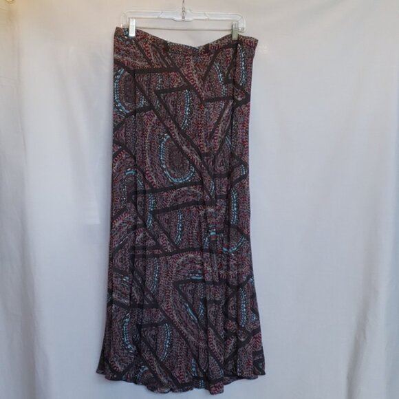 Lucy & Laurel Pleated Skirt Multi-Color Maxi Ankle Skirt Size Large ☆ - Picture 2 of 10